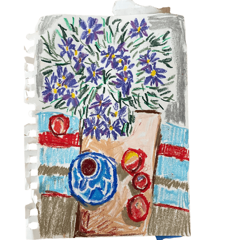 Oil Pastel Birds-Eye Flowers